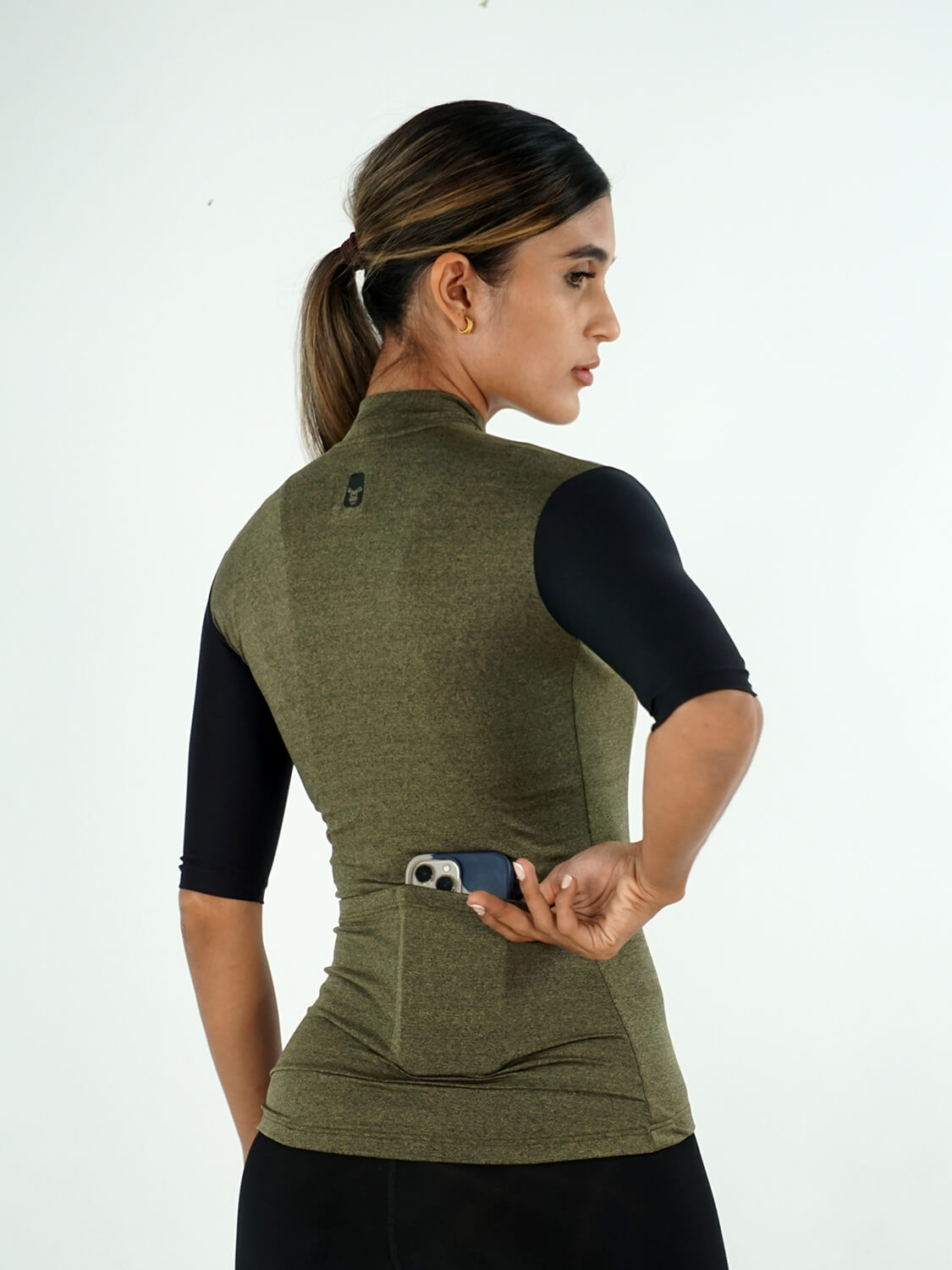 Jersey Slim Dama Manga Corta Verde/Negro