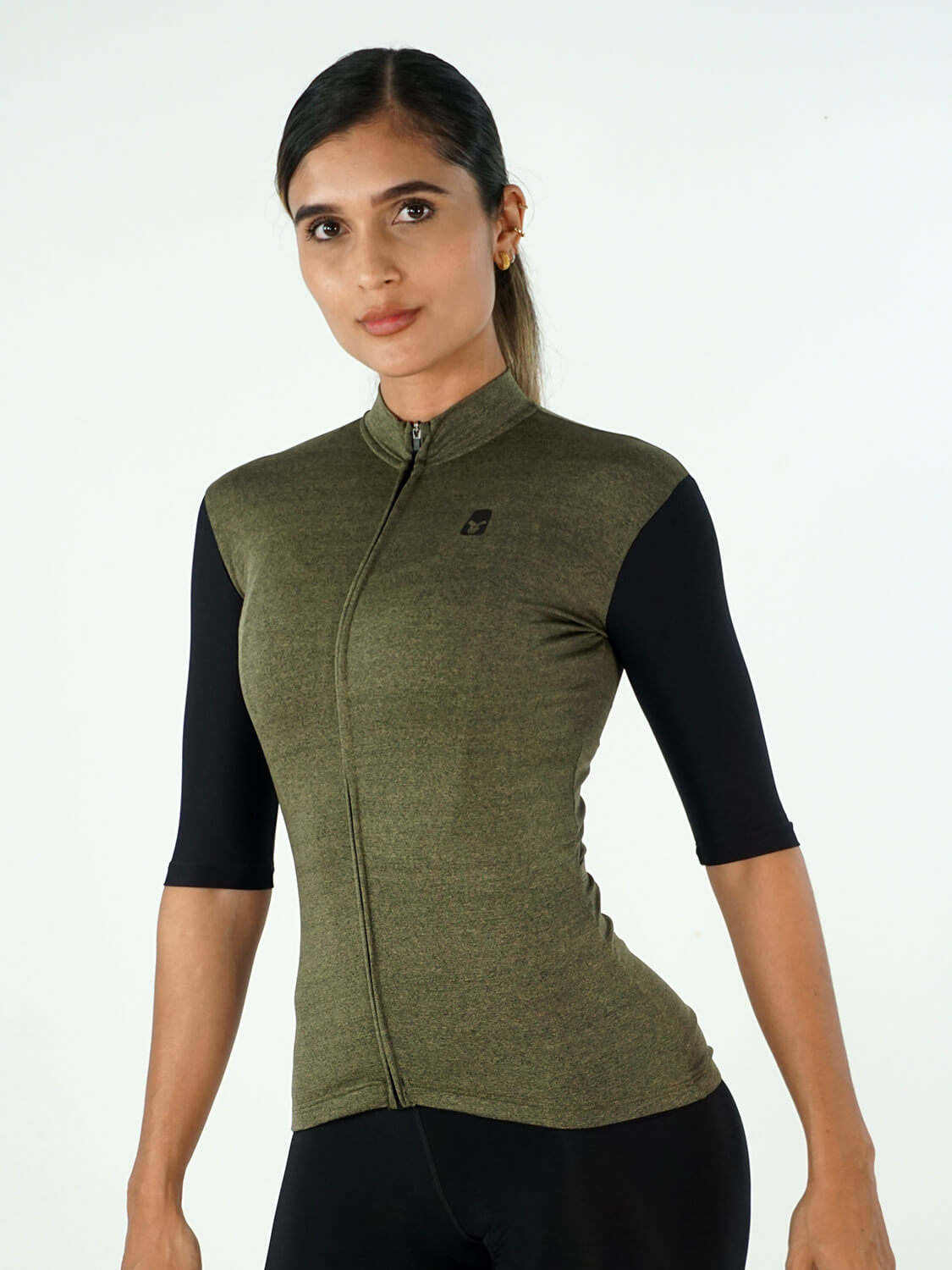 Jersey Slim Dama Manga Corta Verde/Negro