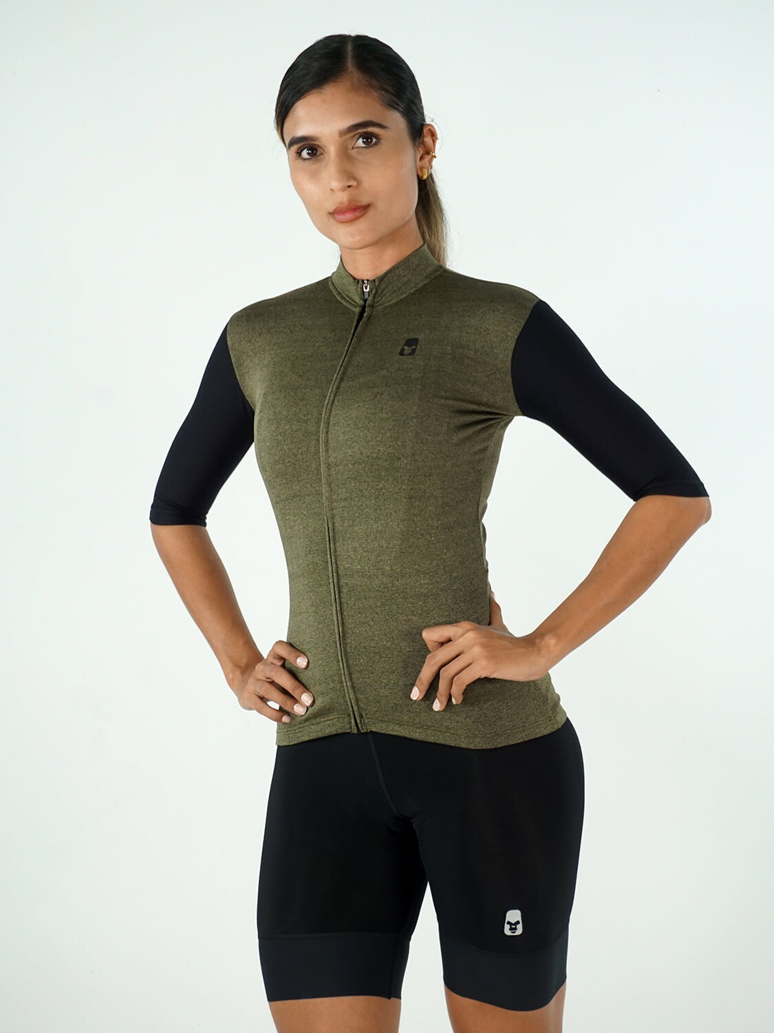 Jersey Slim Dama Manga Corta Verde/Negro