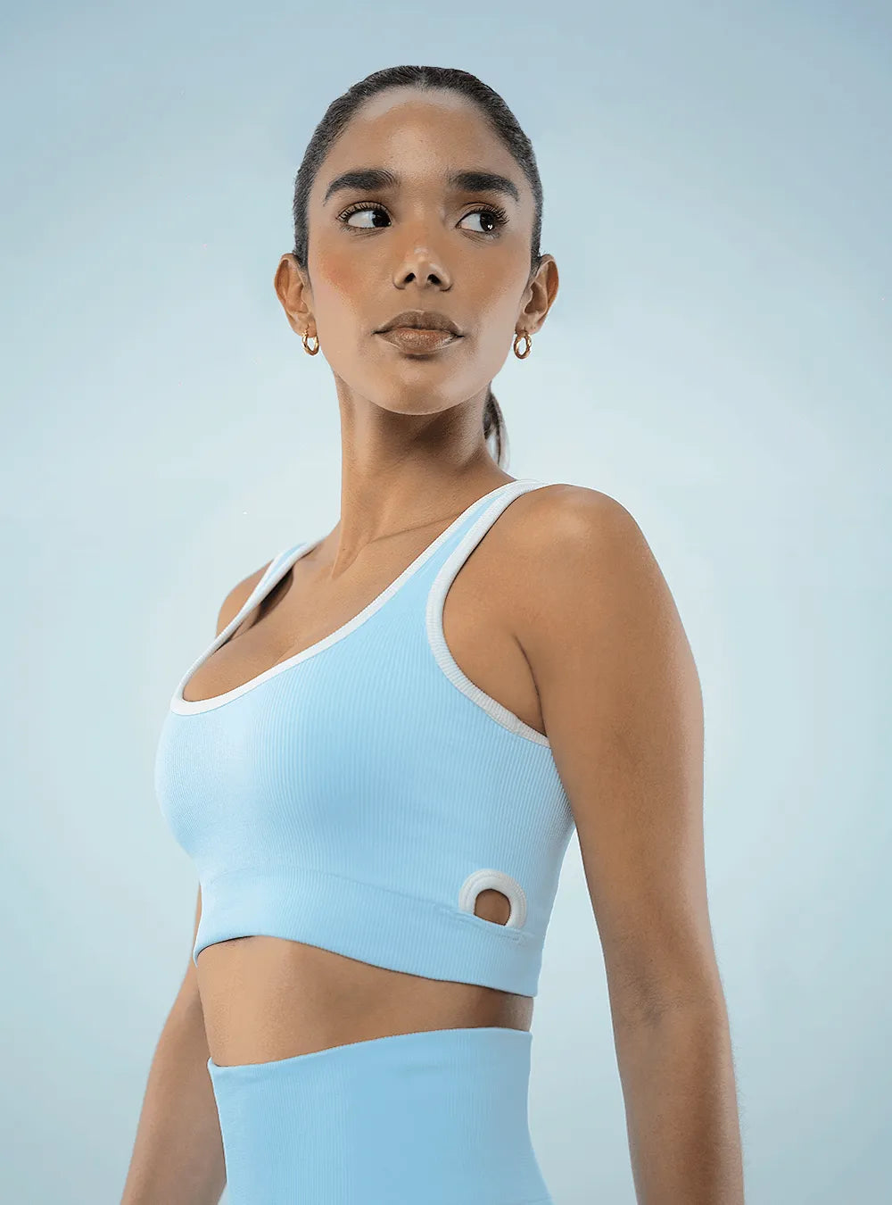 Top Sin Costuras Circle Azul Claro