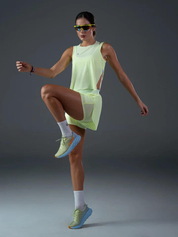 Pleat Tank Top Neon Green Blusa