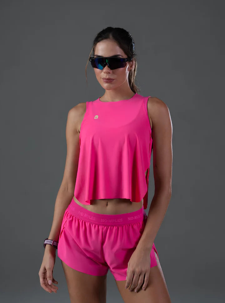 Pleat Tank Top Neon Pink Blusa