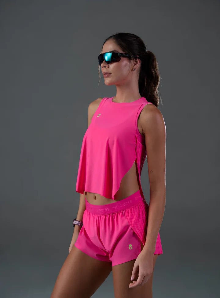 Pleat Tank Top Neon Pink Blusa