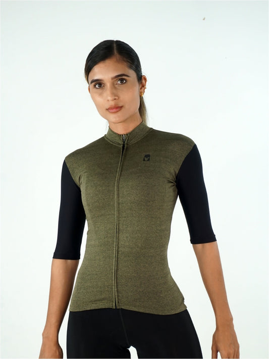 Jersey Slim Dama Manga Corta Verde/Negro
