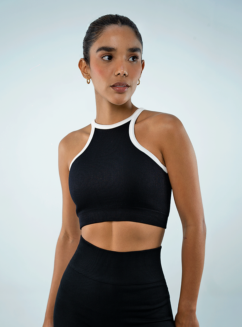 Tank Top Sin Costuras Negro