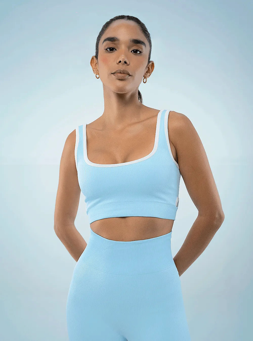 Top Sin Costuras Circle Azul Claro